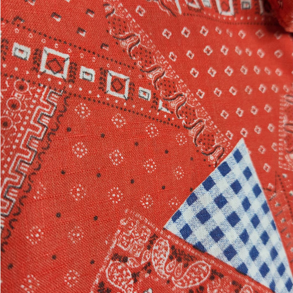 Vintage 70s Bandanas All Over Button Shirt County Seat Red Groovy Hippie - Picture 5 of 11